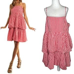 DAVI & DANI Sweet Summertime Dress Red & Pink Checker Gingham Dress 3XL NWT